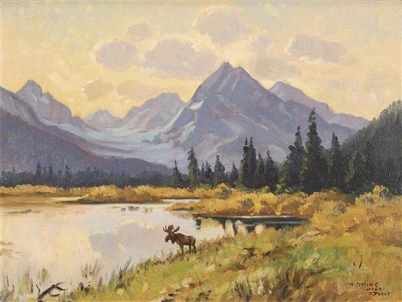 RED EAGLE LAKE, GLACIER NATIONAL PARK by Roland Gissing, 1951