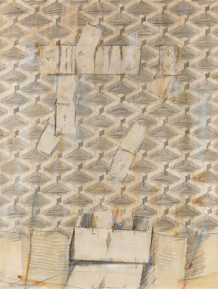 Composition with Cards I by Vladimir Nikolaevich Nemukhin, 1988