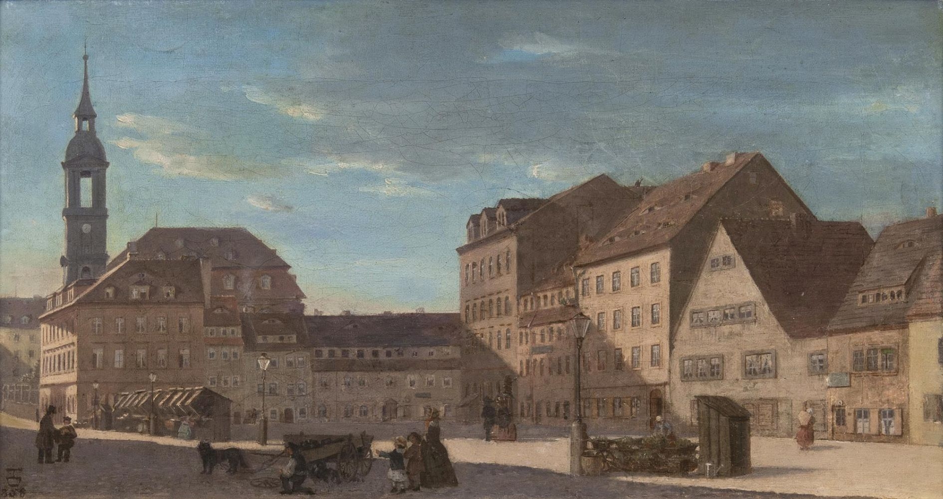 Artwork by Monogrammist H.D., Hamburg with St. Michael's Church, Made of Oil/canvas