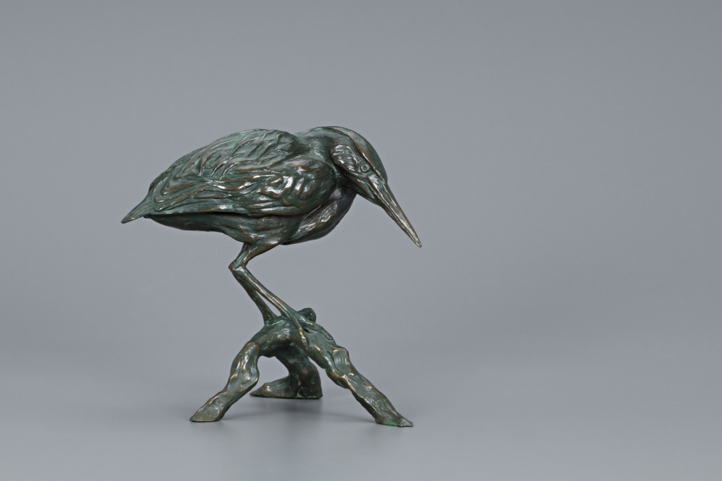 Artwork by Walter Matia, Green Heron, Made of bronze