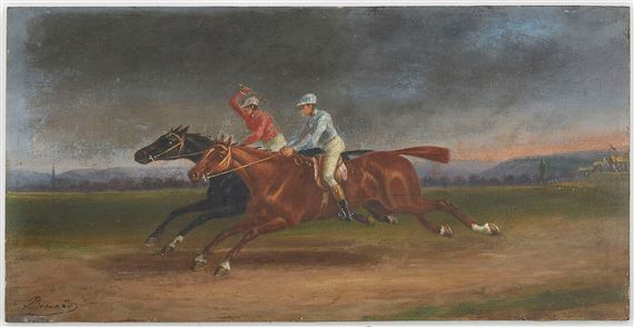 Arrivée de course by Auguste Sebastien Benard