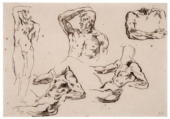 Study of Male Nudes by Eugène Delacroix