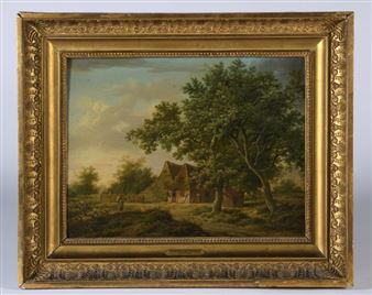 Bergers près d'une maison à l'orée d'un sous-bois - Adrianus De Visser