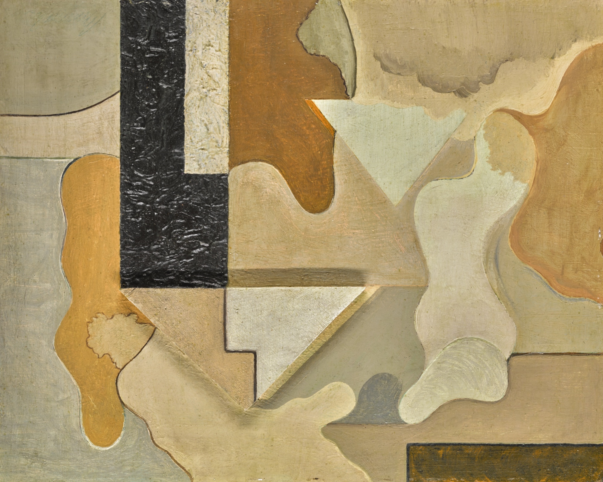 Artwork by Willi Baumeister, Plastisches Bild (Three Dimensional Image), Made of oil and wood collage on board