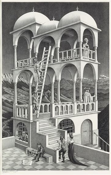 Belvedere by Maurits Cornelis Escher, 1958