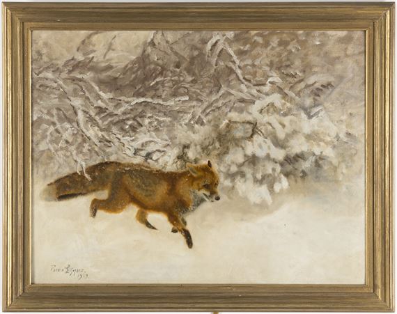 Fox in winter landscape by Bruno Liljefors, 1919