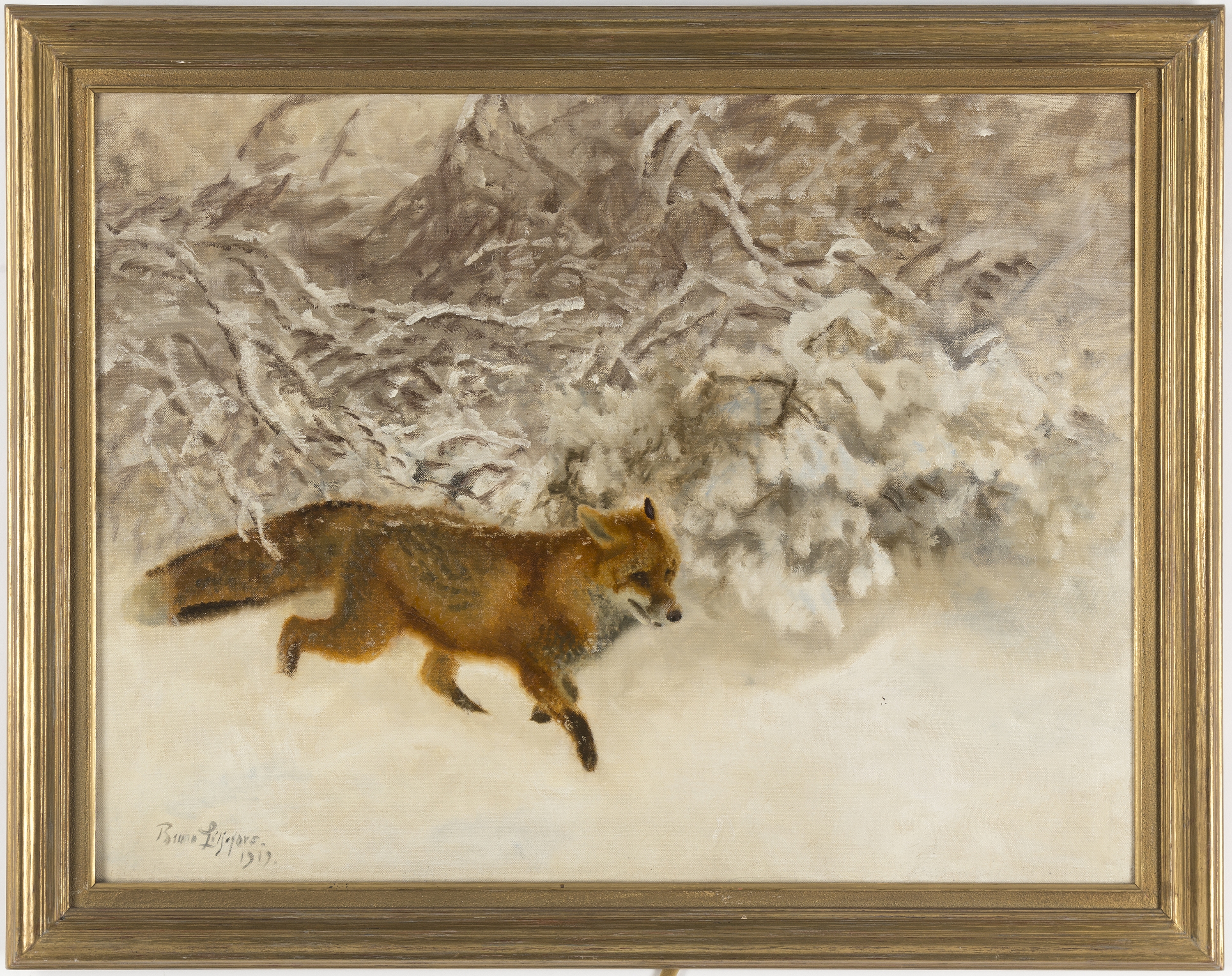 Artwork by Bruno Liljefors, Fox in winter landscape, Made of oil on canvas