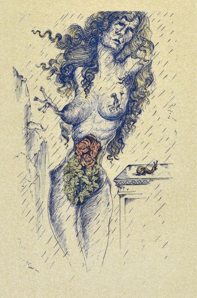 Artwork by Salvador Dalí, Woman with Floral Anatomy, Made of Lithograph