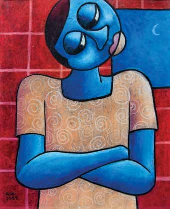 Artwork by Tolu Aliki, Blue Series, Made of Pastel on paper