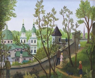 Artwork by Regine Dapra, Blick vom Kapuzinerberg auf den Dom, Made of Oil on canvas