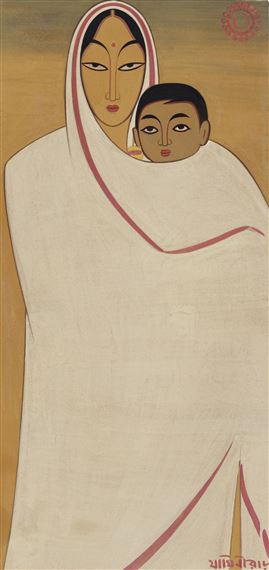 Untitled (Mother and Child) by Jamini Roy