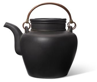 A BLACK YIXING TEAPOT AND COVER - Yufeng Workshop