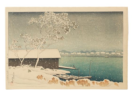 Yuki no Shirahige (Shirahige in the Snow), from the series Tokyo junidai (12 Scenes of Tokyo) by Hasui Kawase, 1920
