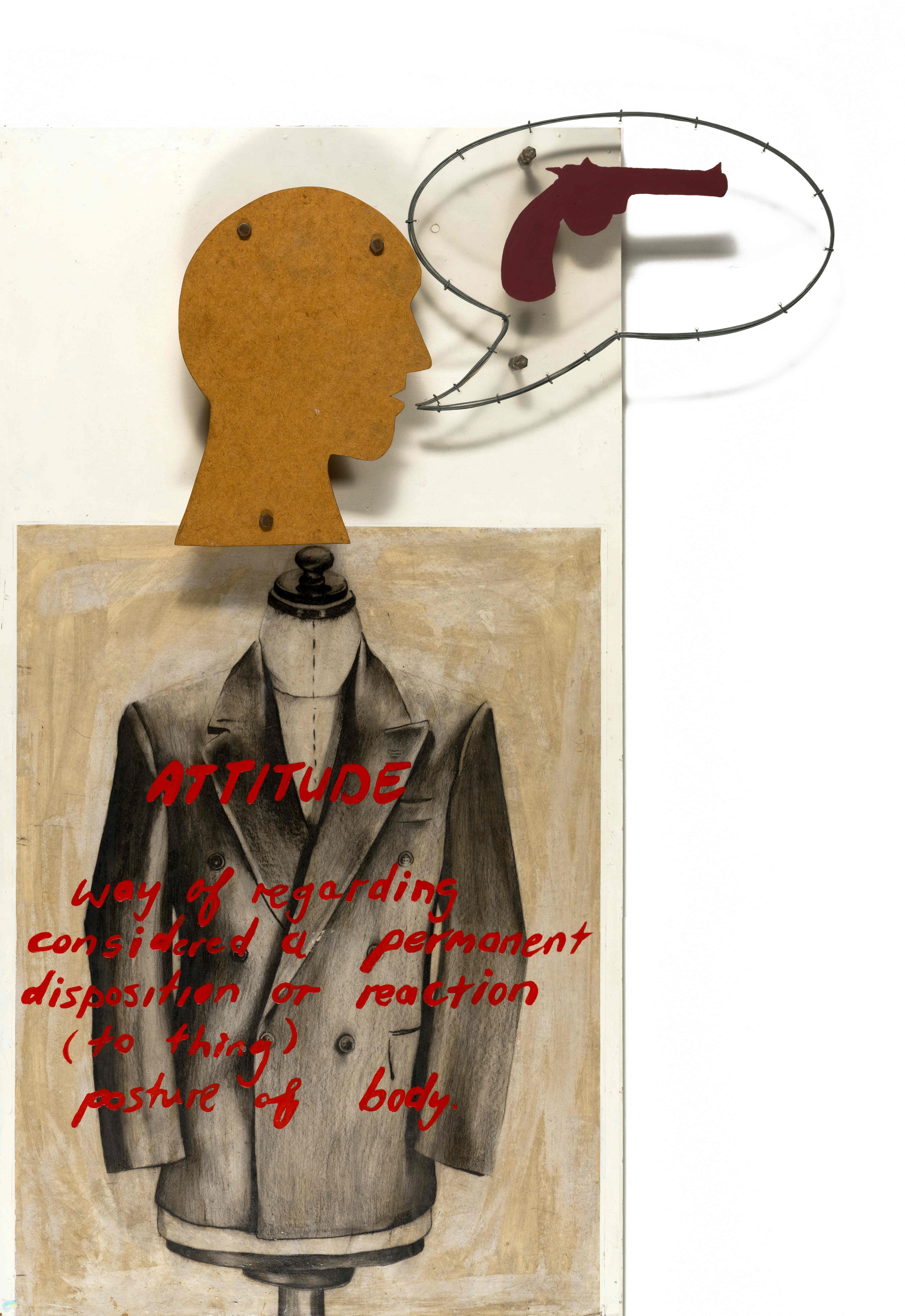 Artwork by Werner Vermeulen, Attitude, Made of mixed media assemblage