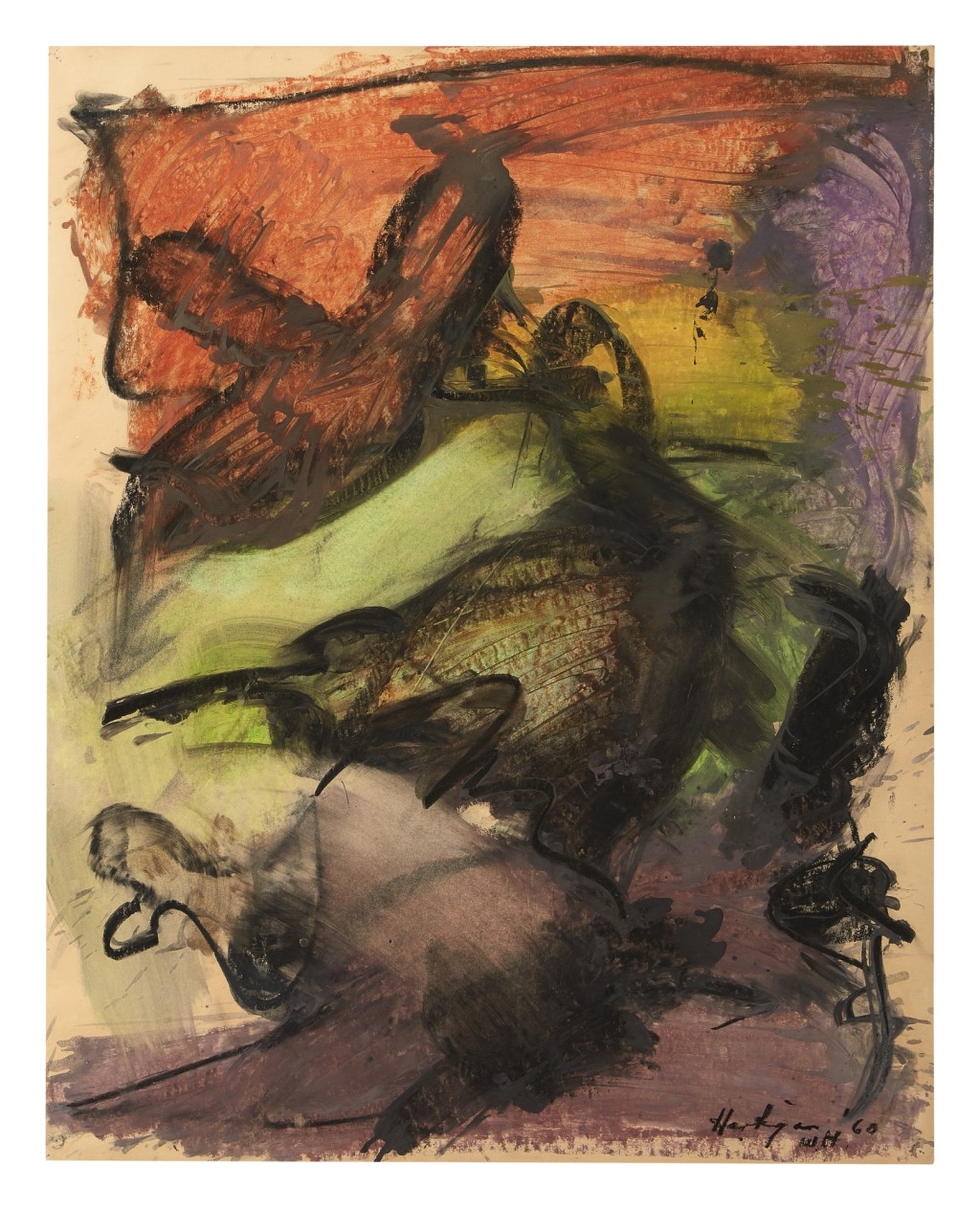 Artwork by Grace Hartigan, AUGUST, Made of oilstick on paper