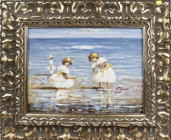 Beach scene by C. Jacob