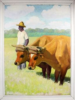 Oxen field scene - Ramon Loy