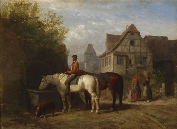 Reiter an der Tränke by Louis Braun, 1872