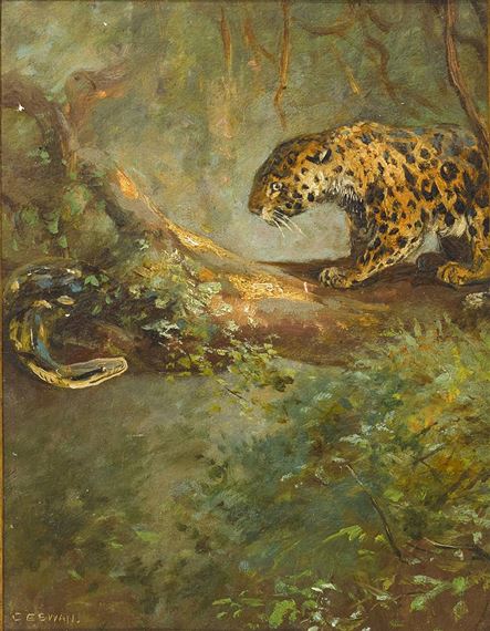 Cuthbert Edmund Swan | LEOPARD AND PYTHON | MutualArt