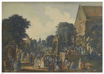 Les incroyables et merveilleuses devant l'Ancienne Comédie de Meaux - Charles Stanislas L'Éveillé