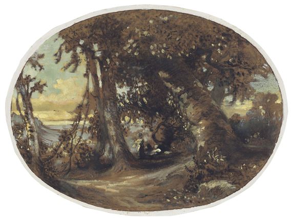 P ê cheurs au bord d ’ une rivi è re, le soleil per ç ant les nuages by Charles Damour