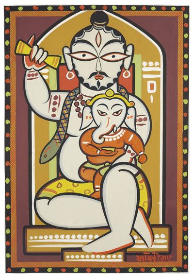 Untitled (Shiva and Ganesh) by Jamini Roy