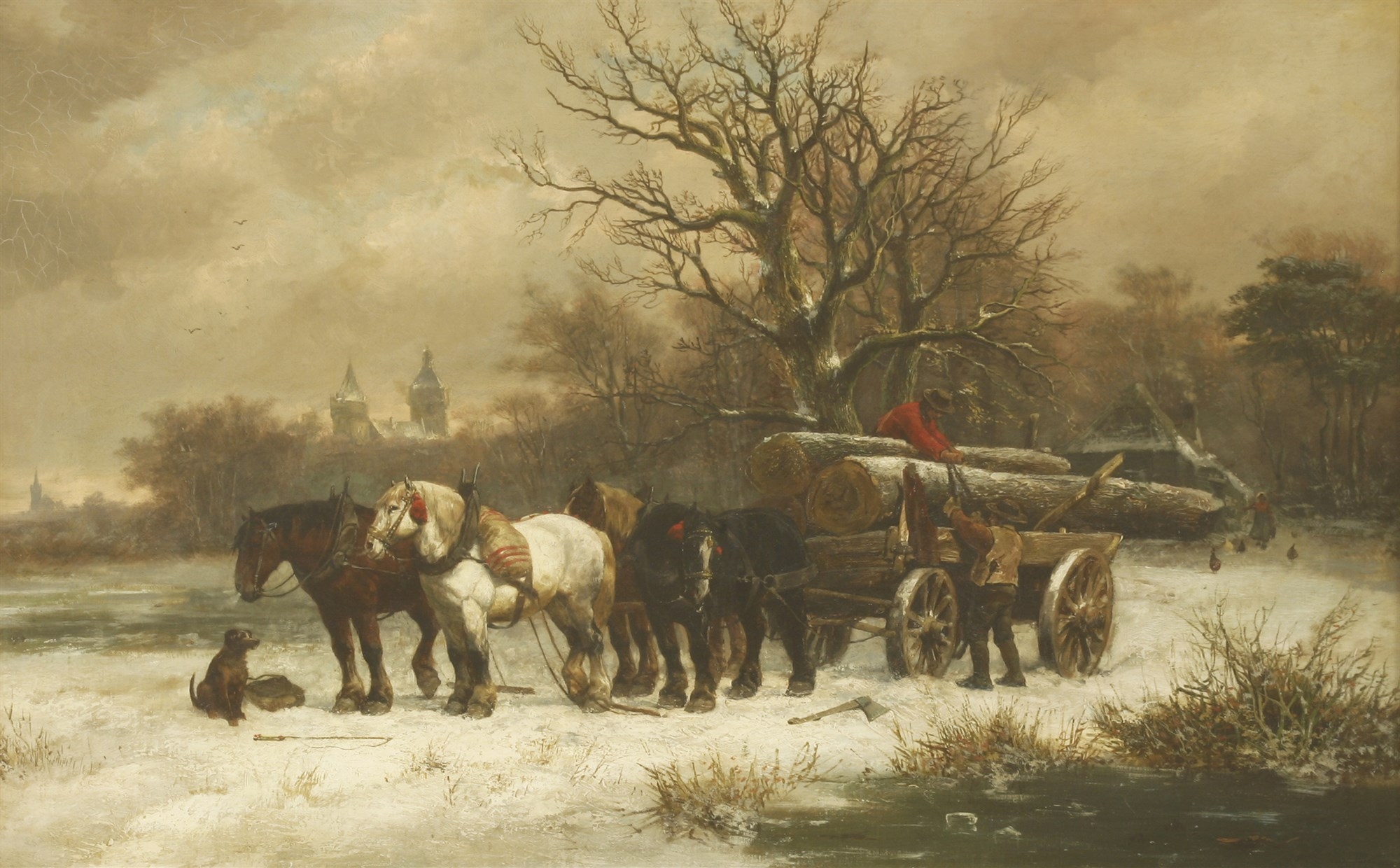 John Frederick Herring Sr. | A TIMBER WAIN IN A WINTER LANDSCAPE (1856 ...