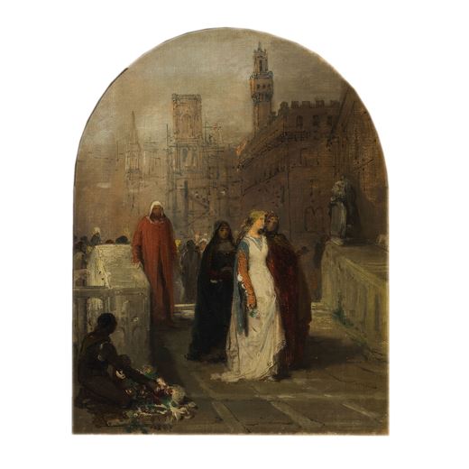 Gerolamo Induno | Incontro di Dante con Beatrice | MutualArt