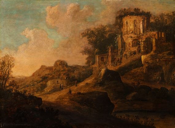 Paesaggio con rovine classiche e astanti by Pieter Anthonisz van Groenewegen