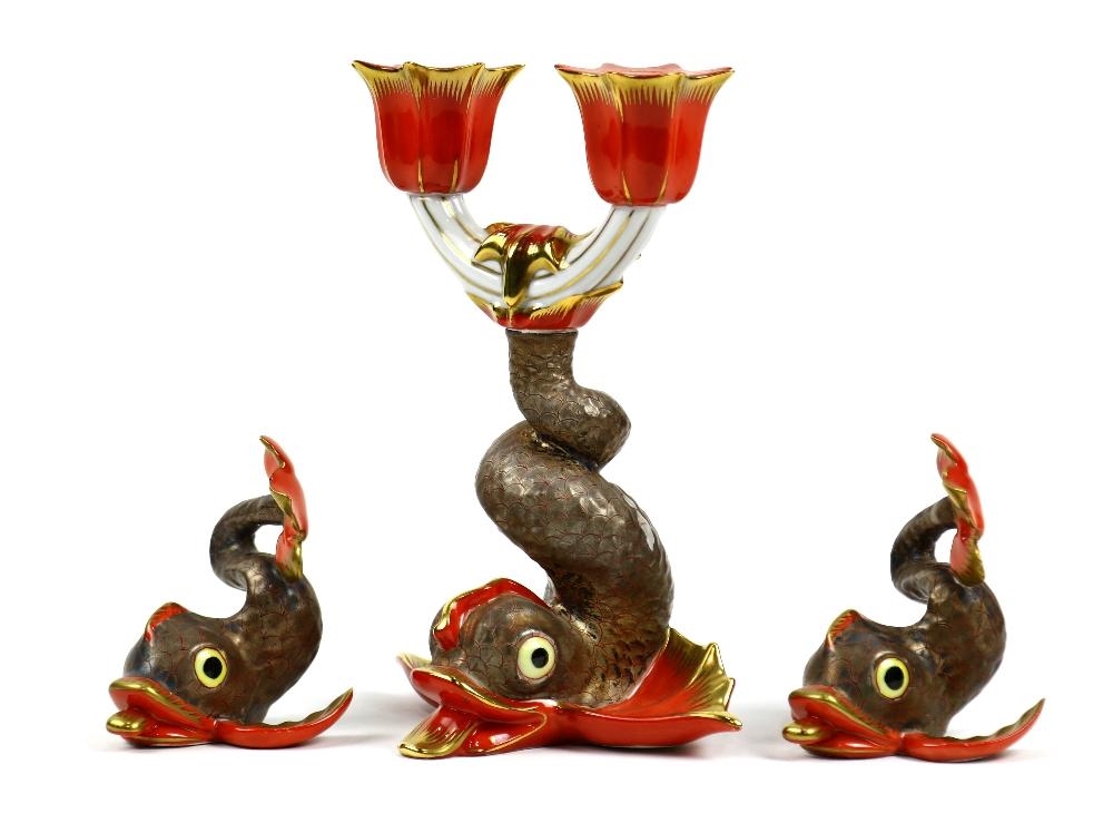 Herend Porcelain Factory 3 works Figural candelabra MutualArt