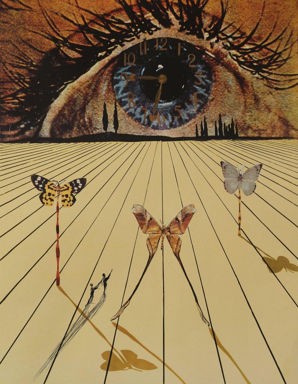 Artwork by Salvador Dalí, The Eye of Surrealist Time (Les yeux du temps Surrealiste), Made of photolitho of original gouaches with collage and original etching