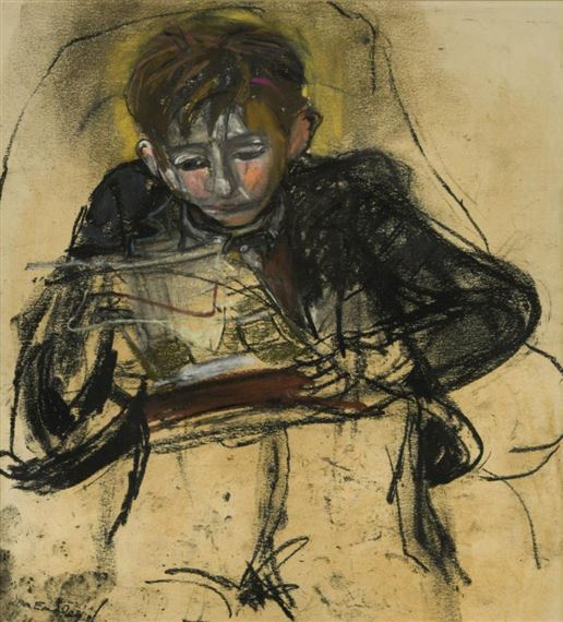 A Young Boy Reading by Joan Kathleen Hardy Eardley