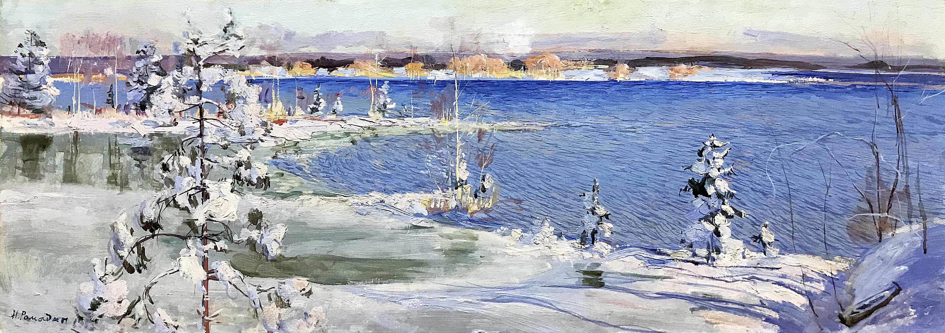 Artwork by Nikolai Mikhailovich Romadin, November in Karelia, Made of Oil on canvas laid on board