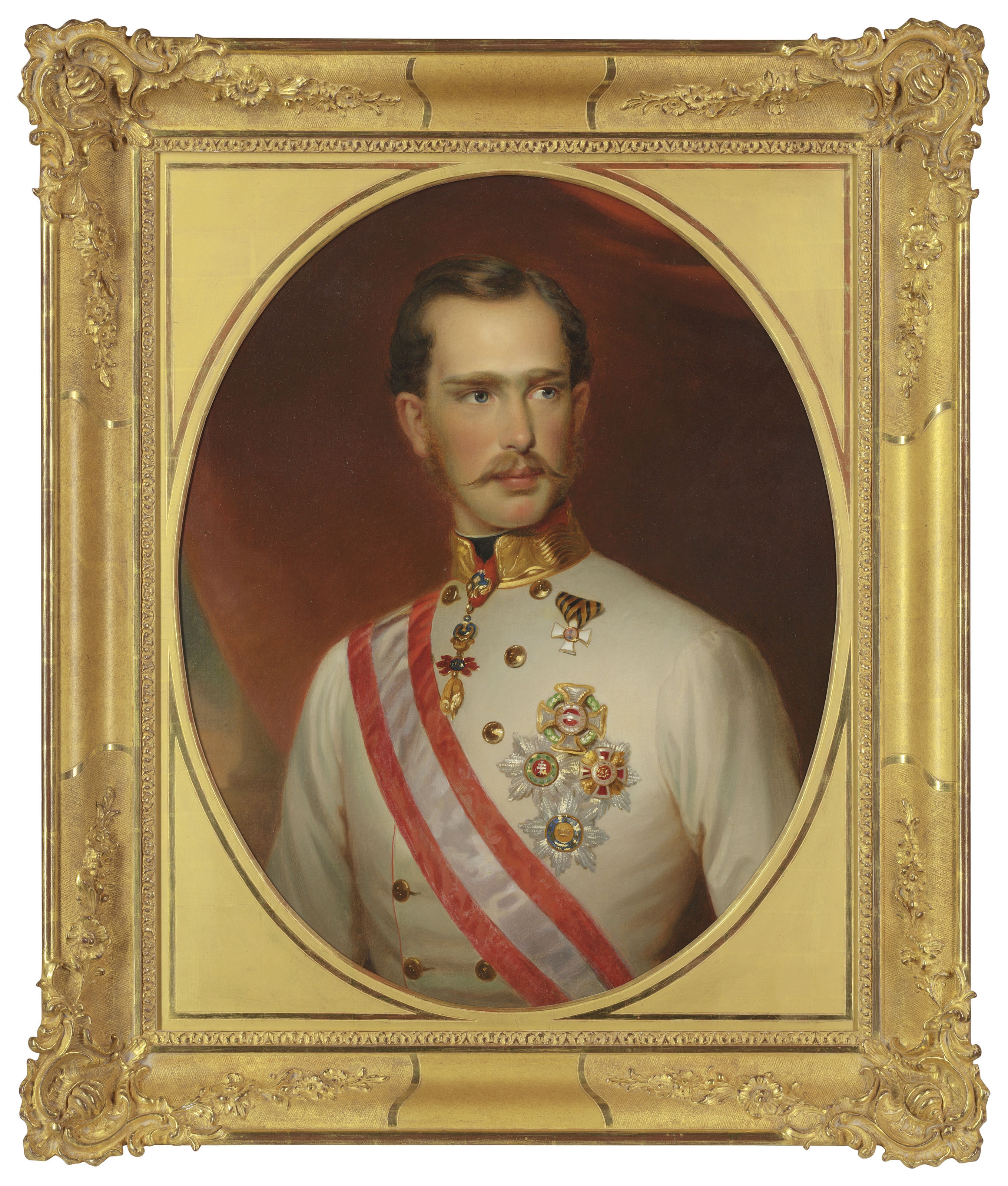 Artwork by Franz Xaver Winterhalter, Portrait of Emperor Franz Joseph I of Austria (1830-1916), half length, Made of oil on canvas