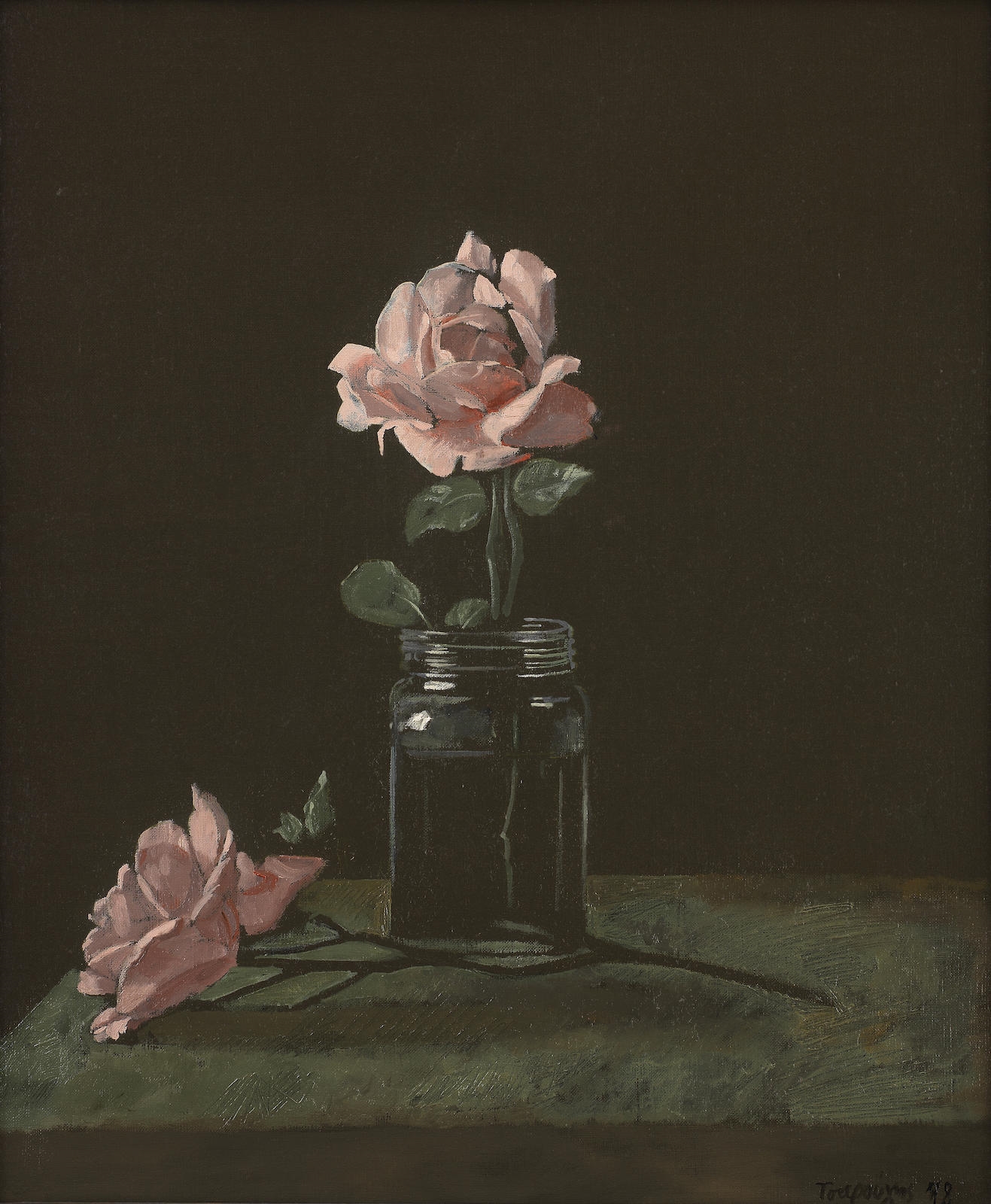 Artwork by Yannis Tsarouchis, Still life of roses, Made of oil on canvas