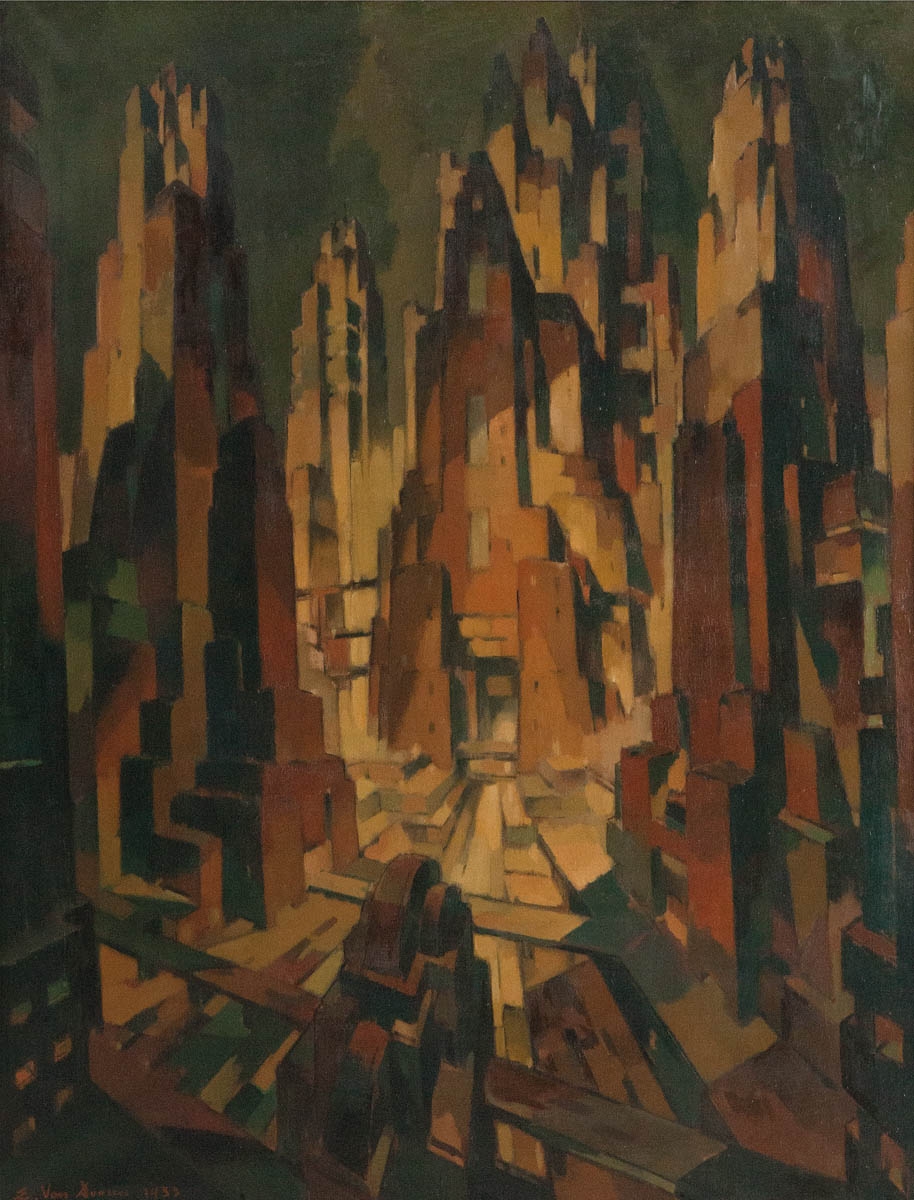 Edmond Van Dooren Futuristisch Stadsgezicht MutualArt