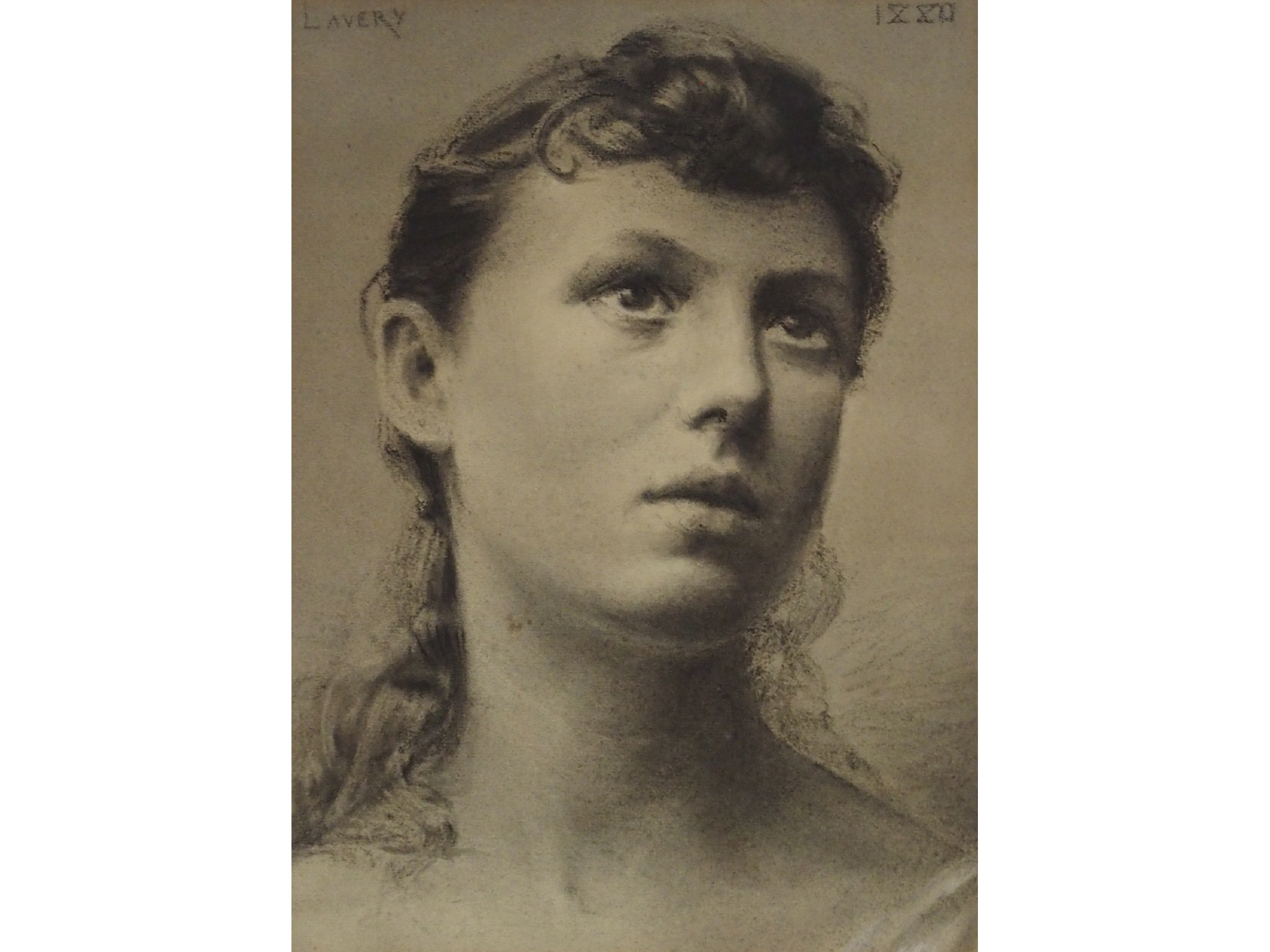 Artwork by John Lavery, PORTRAIT OF A YOUNG WOMAN, Made of Conte and chalk