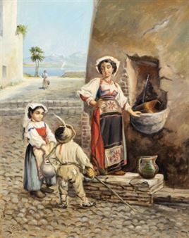 An Italian family fetching water - V. Gaspari
