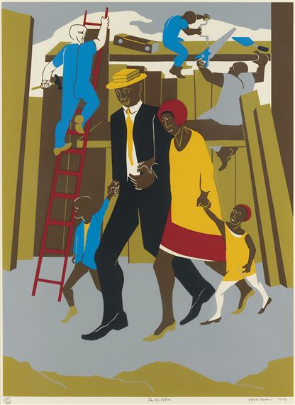 The Builders (The Family) by Jacob Lawrence, 1974