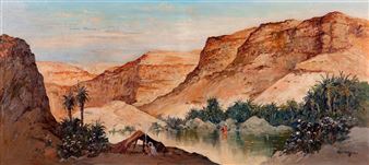 Campement dans les gorges d'El Kantara - Paul Fenasse