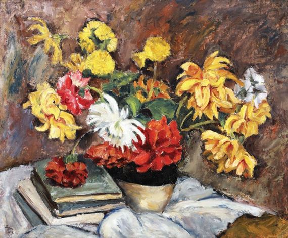 Natură statică cu flori şi carte by Ion Theodorescu Sion, 1927