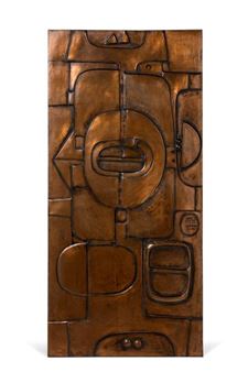 Panneau en cuivre repoussé à décor de motifs géométrique abstrait - Neri Ceccarelli