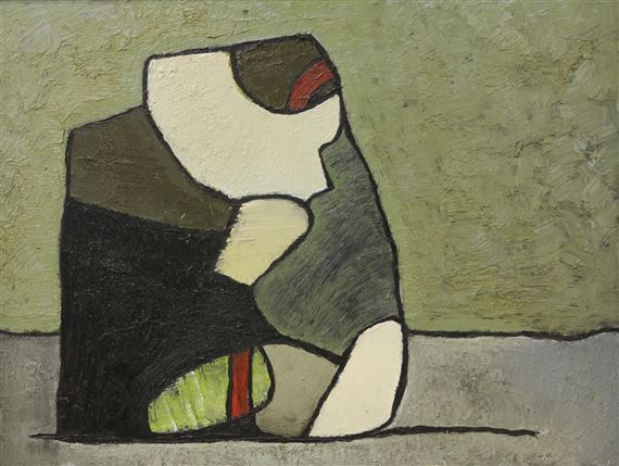 Composition abstraite verte et grise - Alexis Fraikin