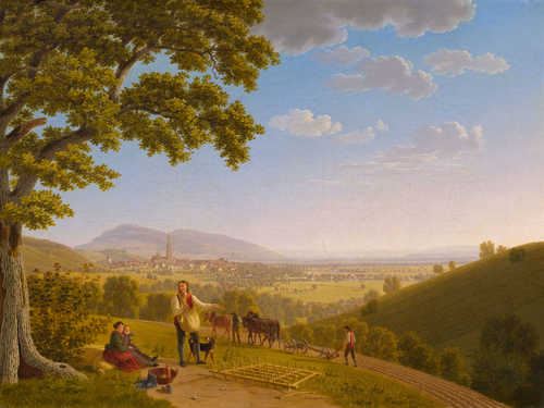 Landscape in Summer with a View of Freiburg by Johann Jakob Biedermann, 1822