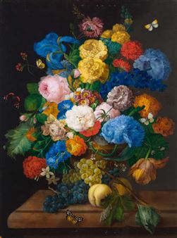 Still Life of Flowers with Butterflies - Peter Karmann