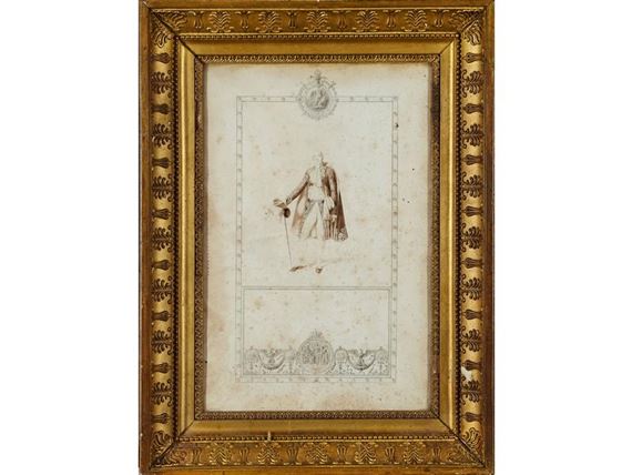 Projet destiné au livre du Sacre de l'Empereur Napoléon Ier : Le Grand Officier de la Couronne by Jean Baptiste Isabey, Charles Percier