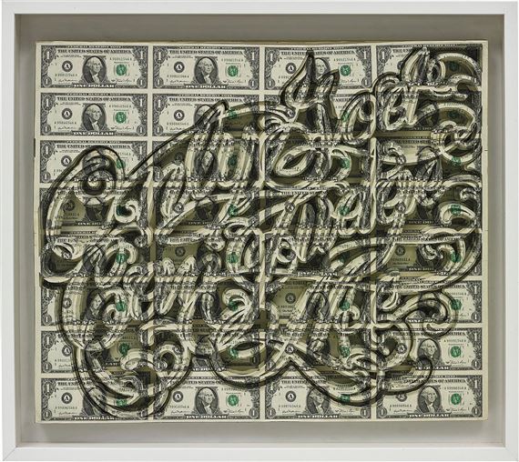 Tableau - Only God Can Judge Me In Dollars by Scott Campbell, 2010