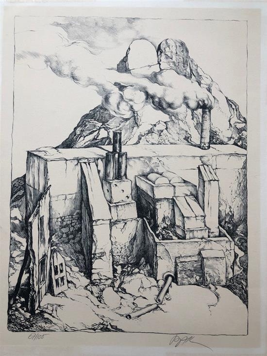 Artwork by Samuel Bak, Tablets of the Law, Made of lithograph