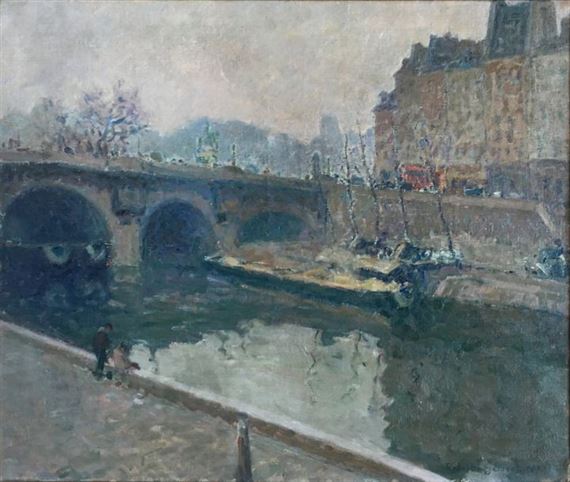 Paris, la Seine au pont Neuf et la porte du Vert Galant by Robert Génicot