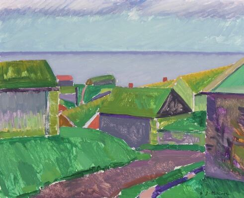 Houses at Mykines, Faroye Islands by Sámal Elias Frederik Joensen-Mikines